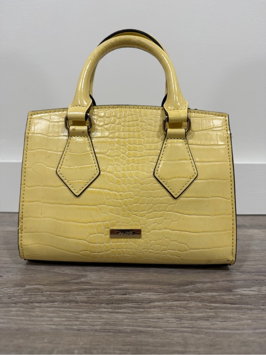 Aldo Handbags - ALDO Yellow Croc-Embossed Satchel with Contrast Trim